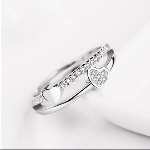 Gorgeous White Sapphire Adj Double Hearts Cubic Zi